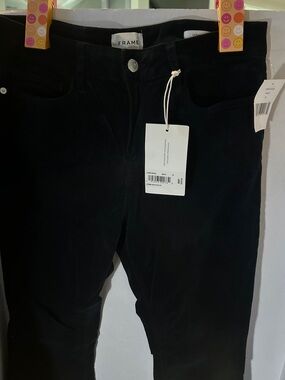 FRAME Le Mini Boot Deep Navy High-Rise Velveteen Pants Split Boot